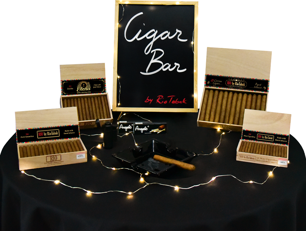 poza cu setul complet rio cigar bar pe o masa