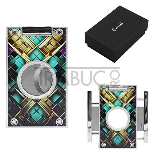 Cutter pentru taiat trabucuri Caseti Geometric Print din otel inoxidabil de calitate