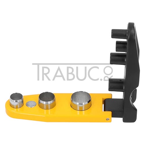 Punch pentru trabucuri marca Angelo Black Yellow cu 3 dimensiuni diferite de taiere de culoare galben cu negru