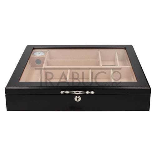 Humidor trabucuri Angelo Gastronomy Black din lemn negru matt