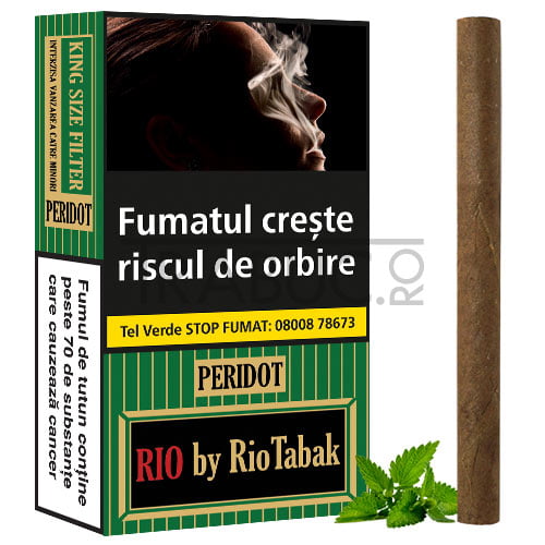 pachet cu 10 tigari de foi mentolate cu filtru rio peridot by riotabak