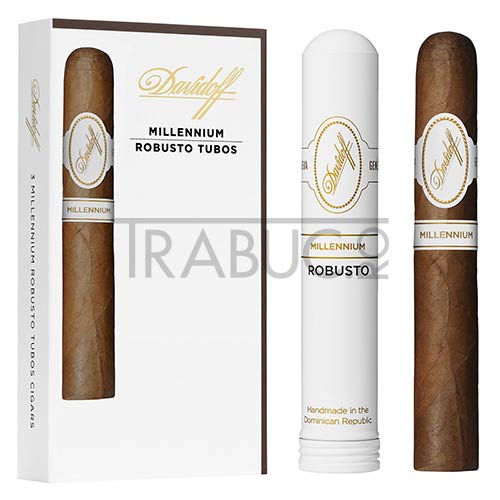 pachet cu 3 trabucuri ambalate individual in tub de pastrare davidoff millennium blend robusto tub