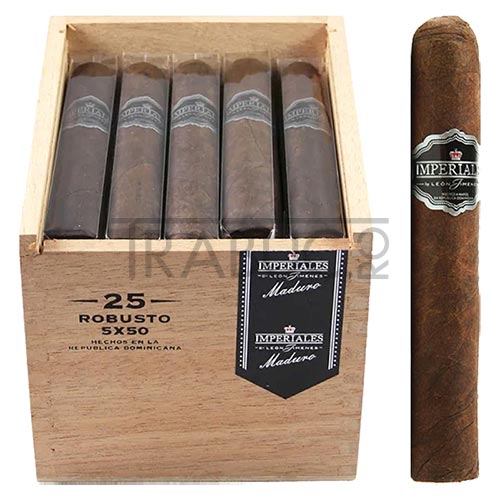 Leon Jimenes Imperiales Maduro Robusto in cutie din lemn cu 25 trabucuri