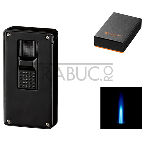 bricheta neagra pentru trabuc moderna winjet 221024 cu flacara antivant si cu 1 arzator