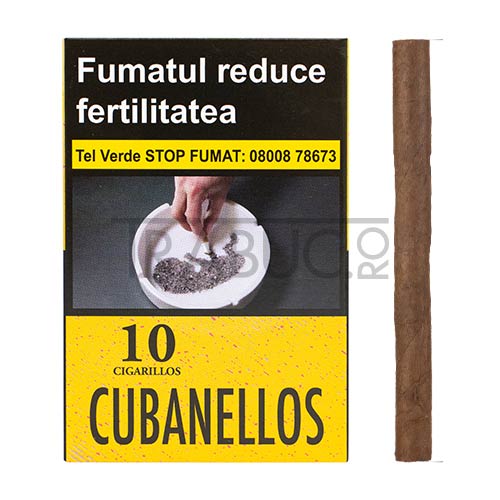 pachet de 10 tigari de foi cubanellos 10 fara filtru cu tarie mediu spre tare
