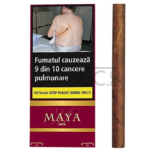 pachet de 10 tigari de foi maya red cu aroma de cirese