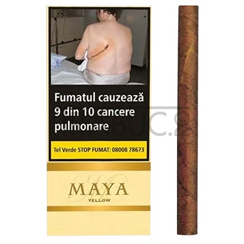 maya-yellow-vanilie-10 pachet cu 10 tigari de foi maya yellow vanilie cu aroma de vanilie