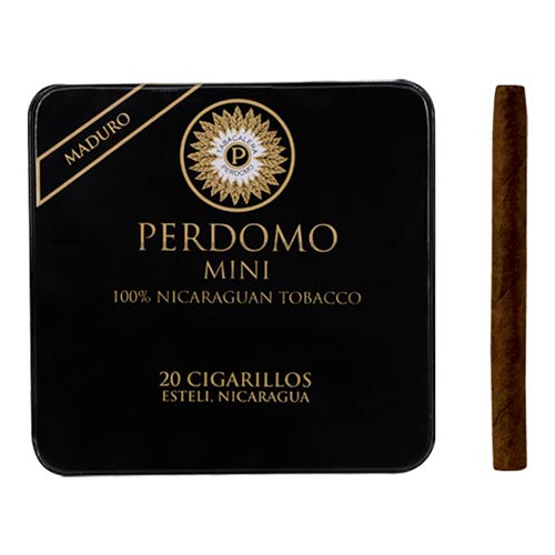 cutie metalica cu 20 tigari de foi perdomo maduro mini cu cu invelis Maduro Nicaragua