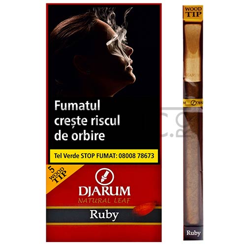 pachet de 5 tigari de foi djarum wood tips ruby cu aroma de cirese ambalate individual