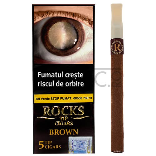 pachet cu 5 tigari de foi rocks brown tip cu aroma de ciocolata