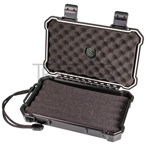 560803 humidor calatorie angelo black fabricat din plastic rezistent cu exterior negru prevazut cu un higrometru