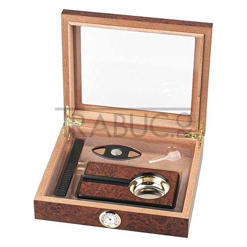 Set Humidor Trabucuri cu scrumiera si cutter pentru trabuc incluse