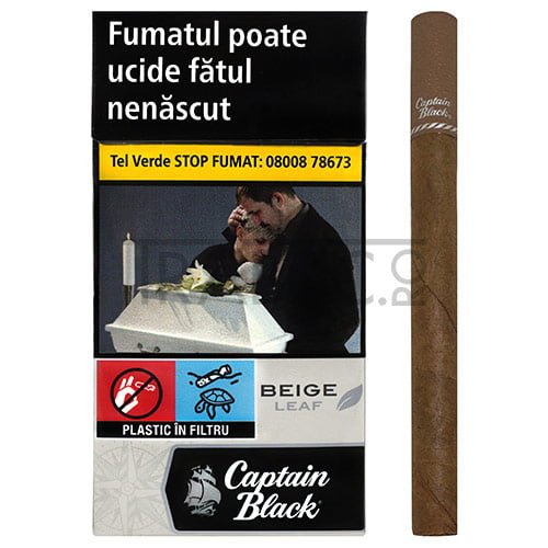 pachet cu 10 tigari de foi captain black filter beige cu aroma de vanilie de origine belgia
