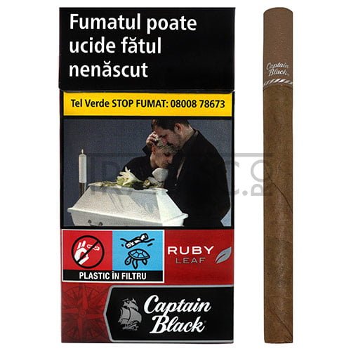 pachet cu 10 tigari de foi captain black filter ruby cu aroma de cirese de origine belgia