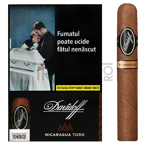 pachet cu 4 trabucuri Davidoff Nicaragua Toro ambalate individual cu umplutura si invelis Nicaragua de tarie puternica
