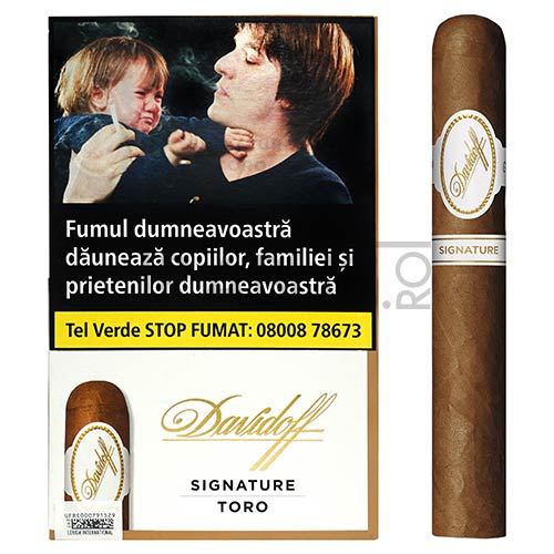 pachet cu 4 trabucuri davidoff signature toro ambalate individual avand o umplutura republica dominicana intr-un invelis ecuador sun gornw de tarie medie