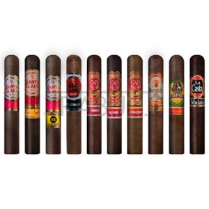 cutie din lemn cu 10 trabucuri asortate santa clara glam sampler robusto