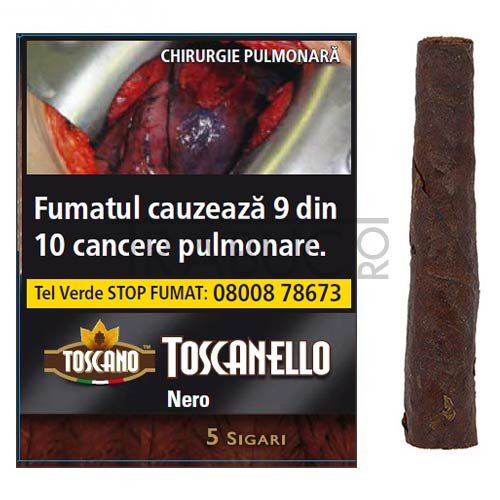 pachet cu 5 tigari de foi toscanello nero cu aroma de ciocolata de origine italia