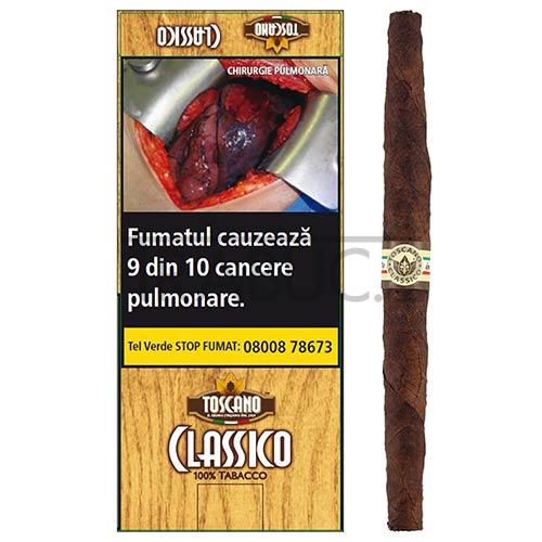 pachet cu 10 tigari de foi toscano classico cu umplutura si invelis italian kentucky