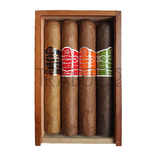 cutie din lemn cu 4 trabucuri asortate casa turrent origins mix de origine mexico