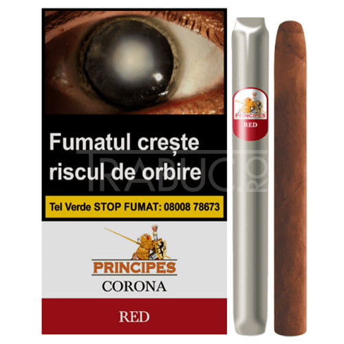 pachet cu 5 tigari de foi la aurora principes corona cherry red cu o aroma concentrata de cirese cu o lungime de 127 mm si inel de 38