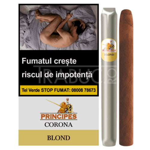 pachet cu 5 tigari de foi la aurora principes corona vanilla blond ambalate individual in folie de aluminiu cu o aroma delicata de vanilie