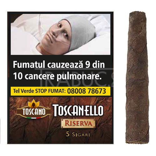 pachet cu 5 tigari de foi toscanello riserva cu aroma de coniac