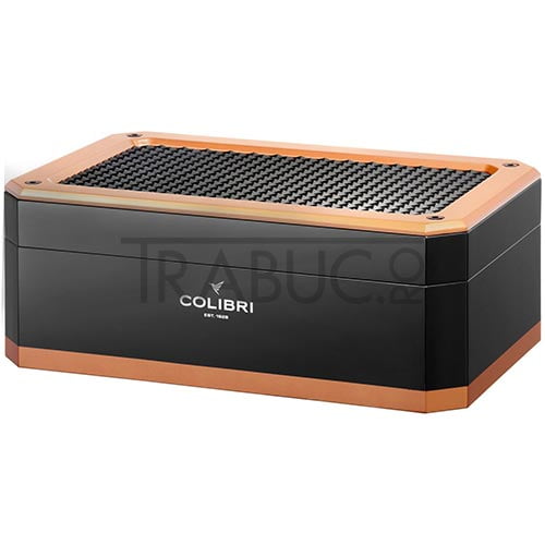 humidor negru pentru trabucuri colibri rally cu higrometru digital si umidificator 563473