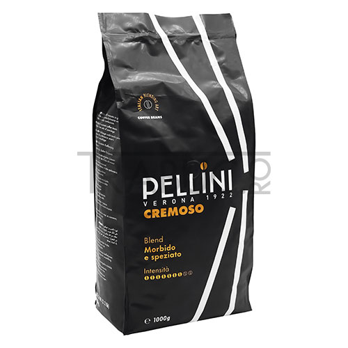 Cafea boabe Pellini espresso bar cremoso in pachet de culoare neagra de 1 kg cu aroma intensa