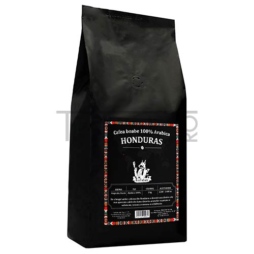 Pachet de culoare neagra cu 1 kg de cafea boabe Honduras RioTabak Arabica 100%