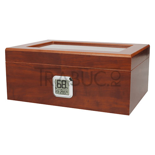 Humidor trabucuri cu capac sticla Angelo fabricat din lemn de nuc si mdf