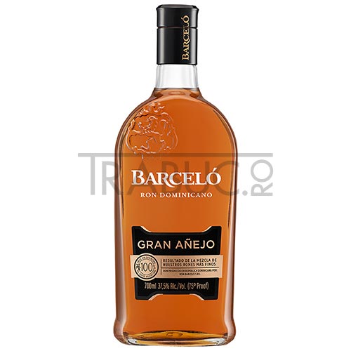 Sticla din set Rom Ron Barcelo Gran Anejo de 0.7 L cu 2 pahare