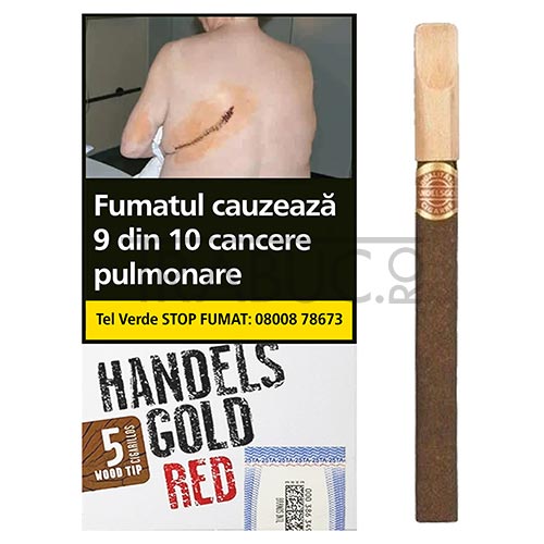 pachet cu 5 tigari de foi handelsgold wood tip red cu aroma de cirese