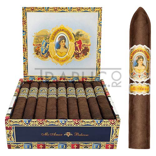 Trabucuri La Aroma Del Caribe Mi Amor Belicoso in cutie din lemn cu 25 bucati cu invelis Mexic