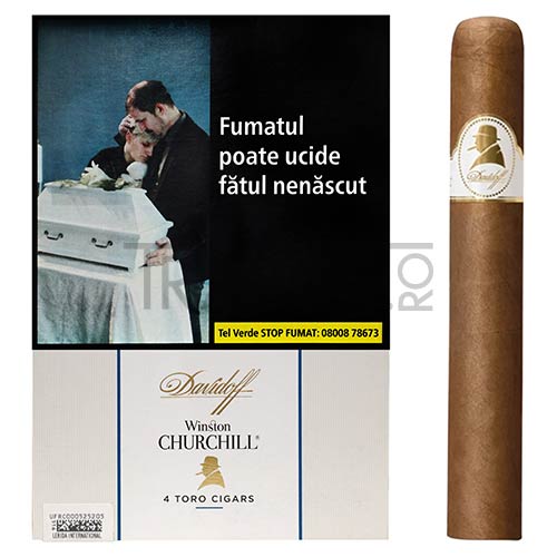 pachet cu 4 trabucuri winston churchill toro cello produse de catre brandul Davidoff