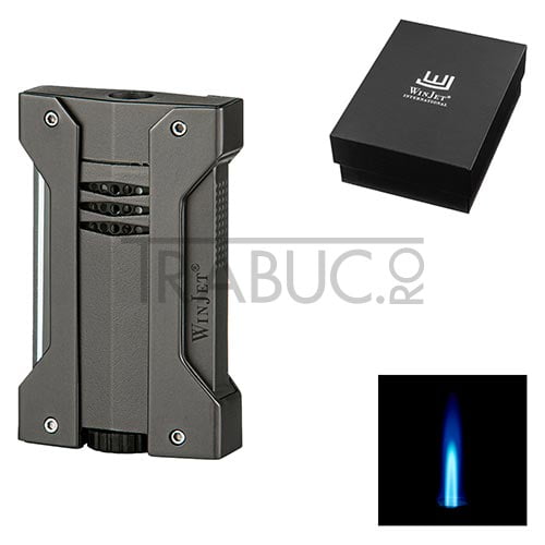 Bricheta trabuc WinJet Black cu 1 arzator cu flacara antivant in cutie cadou