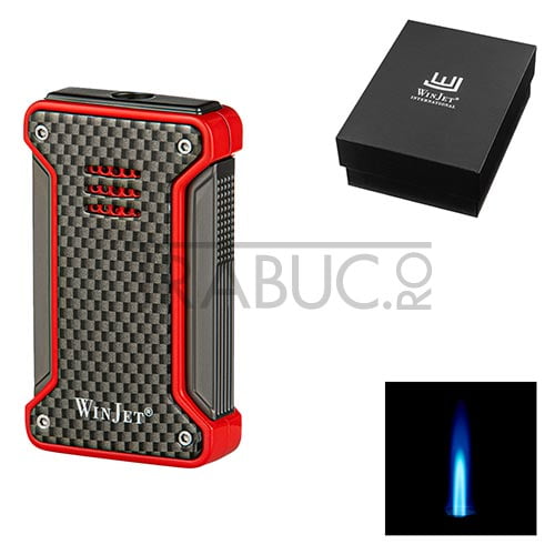 Bricheta trabuc Winjet Carbon Red cu 1 arzator cu flacara antivant cu print carbon