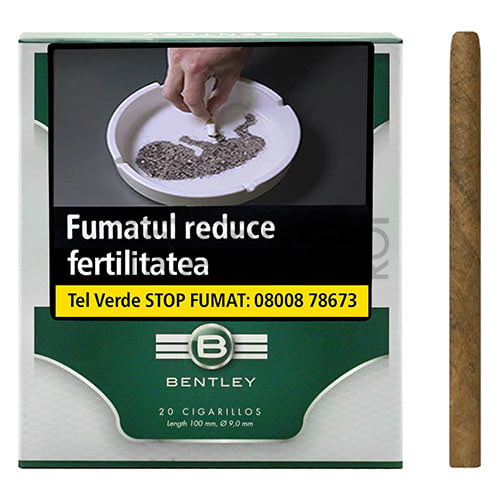 tigari-de-foi-bentley-cigarillos-green-20 Tigari de foi Bentley Cigarillos Green in pachet de 20 tigari cu lungimea de 100 mm