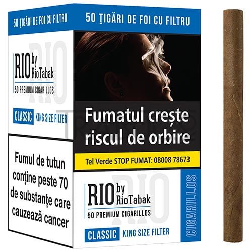 pachet cu 50 tigari de foi cu filtru RIO Classic Filter by RioTabak
