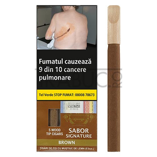 Tigari de foi Sabor Wood Tip Brown cu aroma de cafea si mustiuc din lemn in pachet de 5 bucati