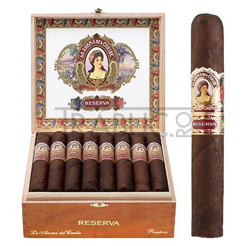 Trabucuri La Aroma Del Caribe Reserva Pomposo in cutie de lemn de 24 de bucati cu tarie medie spre tare