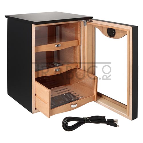 Humidor Angelo Black Matt cu doua umidificatoare