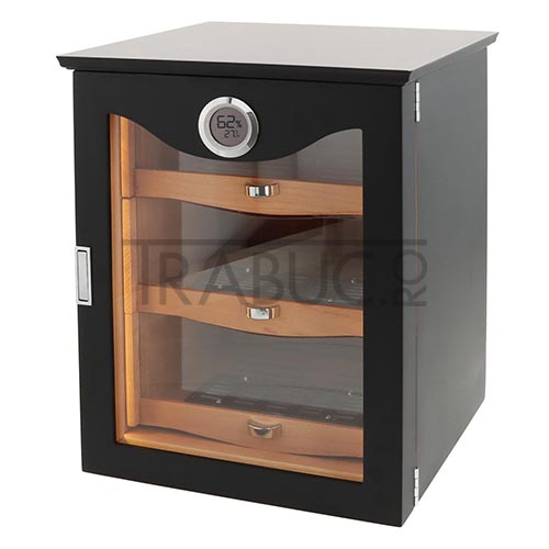 Humidor Angelo Black Matt cu led cu rafturi cu plexi transparent
