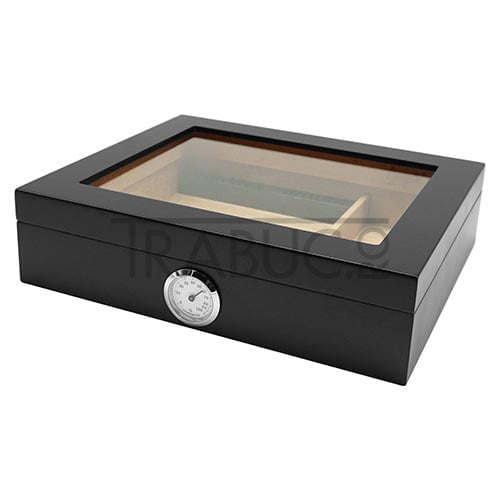 Set Humidor Angelo Black cu capac din plexi transparent
