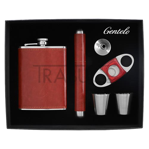 Set cadou barbati Cigar Smokers cu plosca si accesorii pentru trabuc