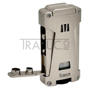 Bricheta trabuc Ronson Hurricane Grey Satin cu punch pentru trabucuri integrat
