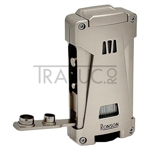 Bricheta trabuc Ronson Hurricane Grey Satin cu punch pentru trabucuri integrat