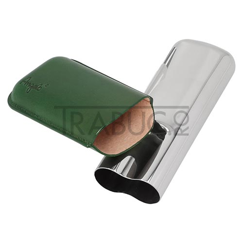 Etui trabucuri Angelo Green din piele ecologica si otel inoxidabil