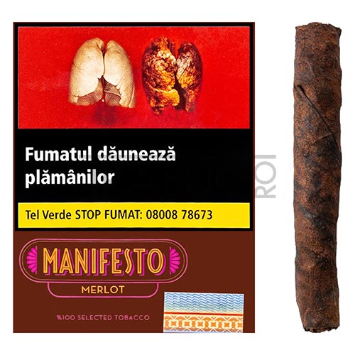 Tigari de foi Manifesto Merlot in pachet de 5 tigari cu aroma de vin rosu merlot