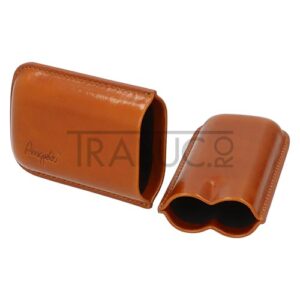 Etui trabucuri Angelo Brown piele naturala cu capacitate de 2 trabucuri